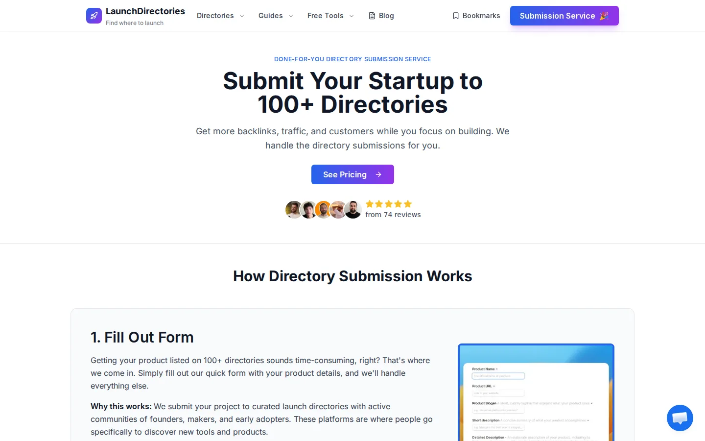 LaunchDirectories submission packages at $99, $149, and $199.
