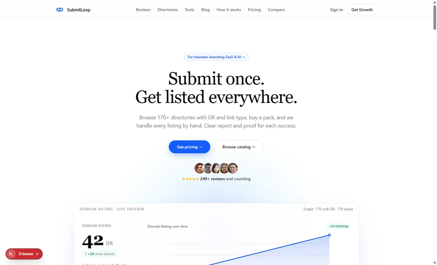 SubmitLoop homepage.